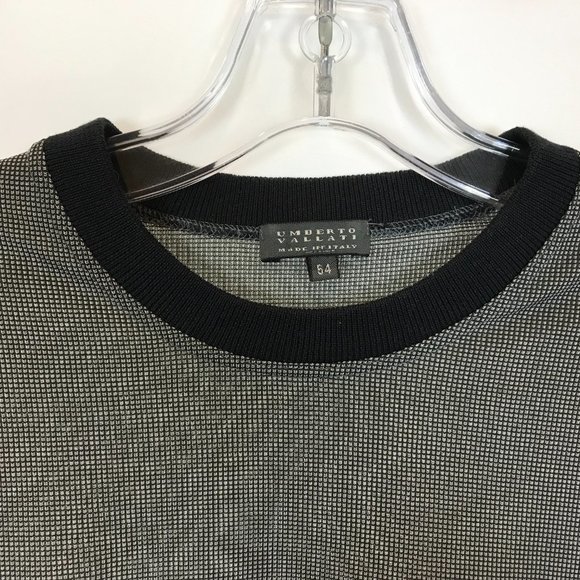 Mens Size XXL Umberto Vallati Vintage Micro Check Crew Neck Top Made in Italy - Picture 2 of 3